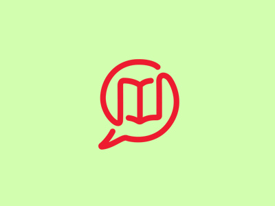 Hello Study Logo book bubble continuous logo monoline monoline logo speech speech bubble