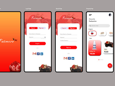 Famore Food delivery App branding ui