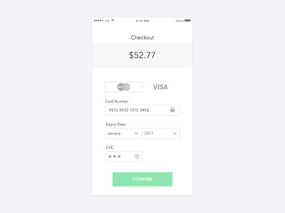 Checkout Page card checkout clean mobile payment simple ui credit form minimal