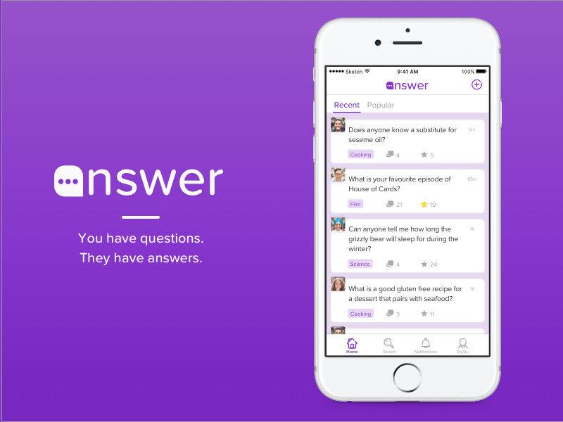 Answer App by Cole Perkins on Dribbble