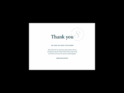 Senmeisa - thank you card brand brand identity design jewellery jewellery brand logo print serif thank you thank you card typography