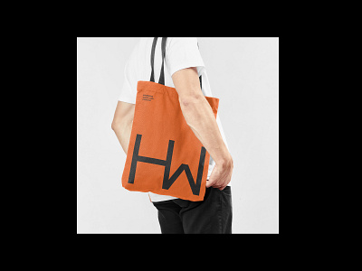 HardmanWilliams - Tote Bag brand brand identity branding engineering logo minimal mockup monogram orange san serif sciene tote bag typography