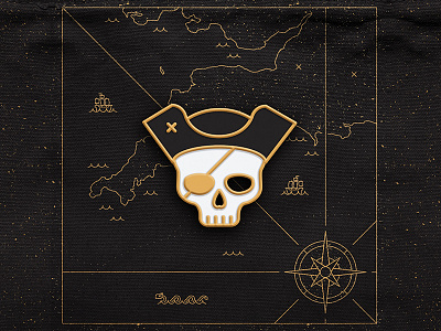 Added a touch of pirate gold badge design enamel illustration map pin pirate skull sticker