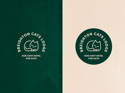 Breighton Cats Lodge logo badge brand brand identity cat design graphic design illustration line logo logo sleeping cat typography