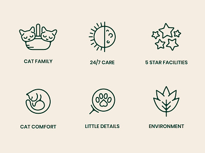 Cat Lodge values icon set