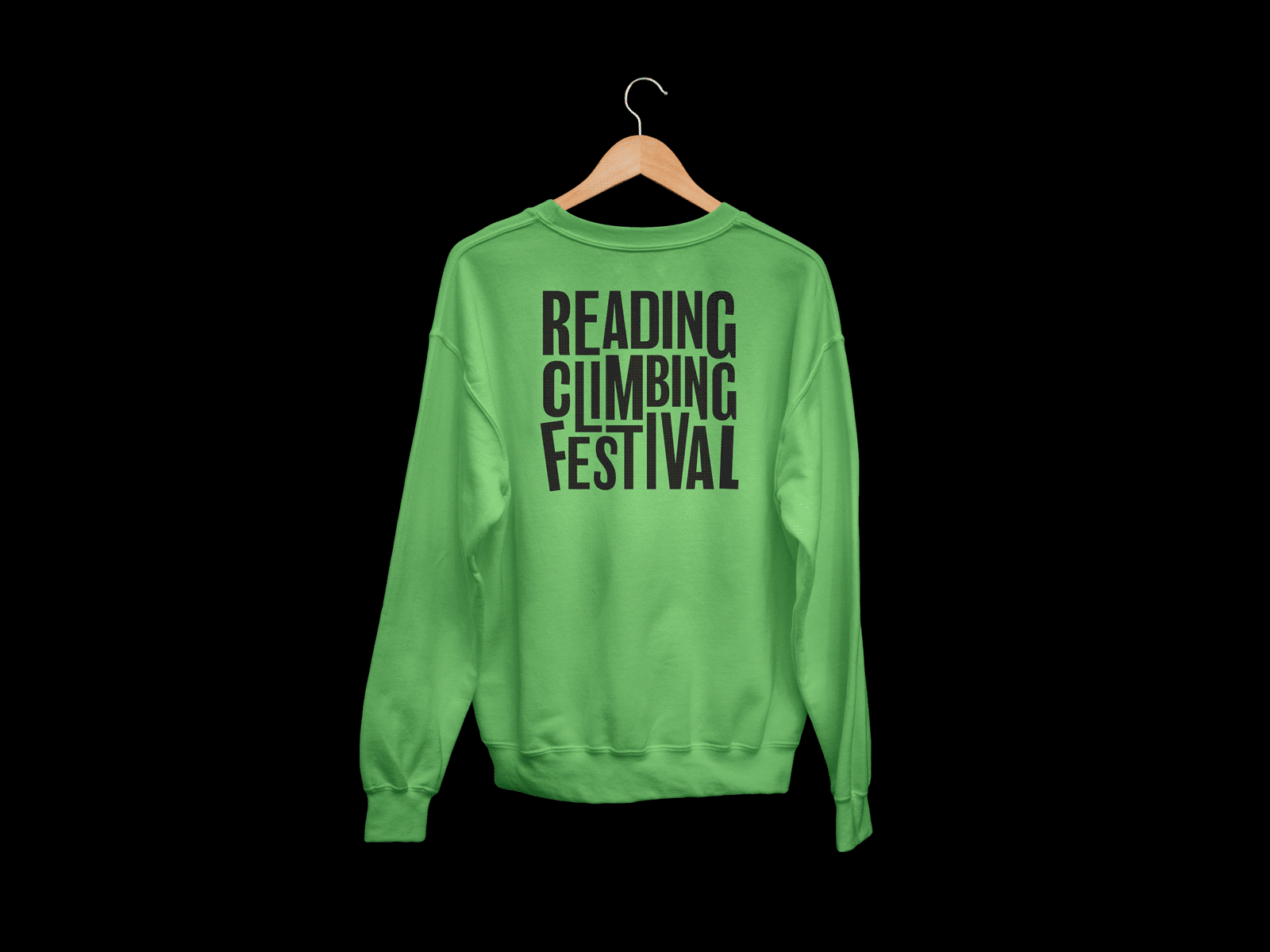 Climbing festival typographic logo jumper/sweatshirt merchandise badge brand brand identity branding climbing design event festival green jumper logo logodesign merchandise sports sweatshirt typography