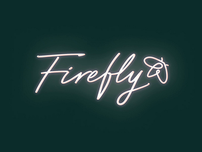 Firefly full logo neon sign logo animation after effects animation brand brand identity branding fire fly green hand written line logo logo looping motion graphics neon pink script typography