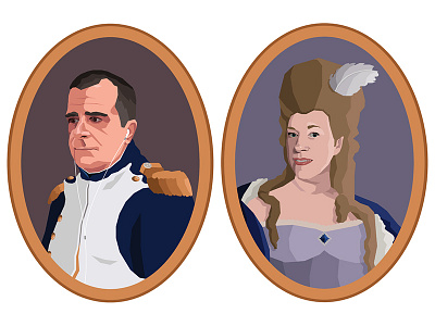 Portrait of my Parents as 18th Century Characters adobe design illustration illustrator low poly marie antoinette napoleon poly portrait
