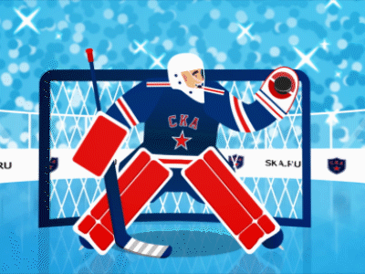 Hockey. Save character goal hockey ice illustration khl player russia ska skate sports stick