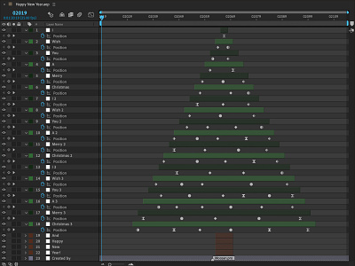 Happy New Year.aep after affects after effects animation christmas christmas tree keyframes layers making of mograph motion design new year 2019 new year tree