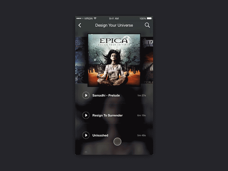 Music Player animation interaction ios principle sketch ui ux