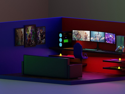 Simple gaming room design using Blender 3d 3d design animation modeling