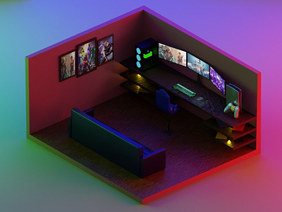 Gaming Room.. 3d animation blender