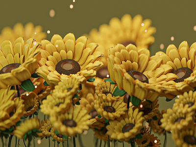 Sunflower. 3d animation blender