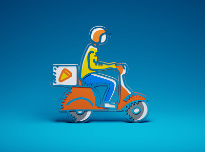 Pizzza rider 3d animation graphic design motion graphics