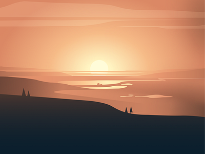 Sunrise design graphic design illustration landscape plains scenery sunrise vector