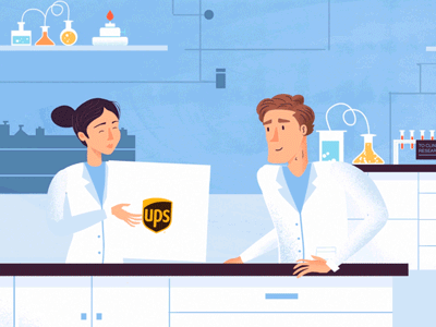 UPS Clinical Studies - Lab scene animation character design duik explainer gif graphics loop motion rigging texture vector