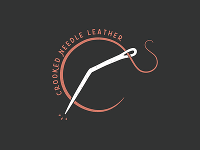 Crooked Needle Leather branding leather logo needle sewing thread