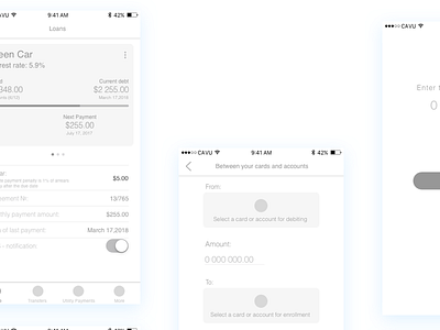 High - Level Wireframes for CAVU Mobile banking app banking app cavu finance app metryus mobile app mobile design ui design ux design