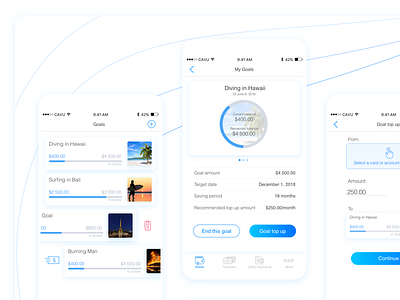 Goals in CAVU Mobile banking app banking app cavu finance app metryus mobile app mobile design ui design ux design