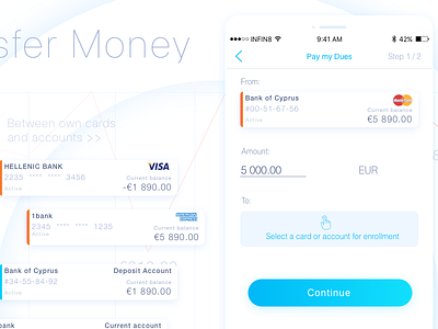 Transfer Money in  Infin8  FinTech Mobile App