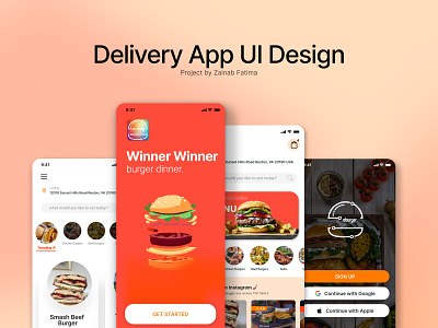 Food Delivery App UX UI Design 3d app appdesign branddesign branding case study delivery design fooddeliveryapp illustration logo microinteraction mobileapp mockup resturant ui userexperience ux uxui website
