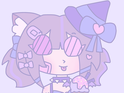 Witch cat girl design icon illustration