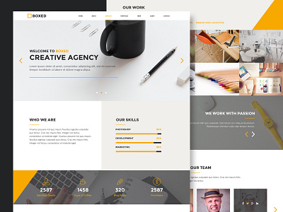 Boxed - Onepage website design agency creative design one page psd template web