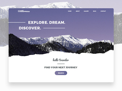 Wilderness - Hero clean flat gradient layout minimal mountain ui ux web website