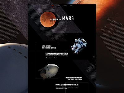 Space Exploration - Landing Page black clean design graphic mars page space web website