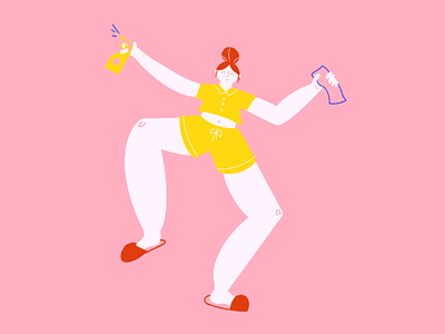 The Disinfecting Boogie Woogie character cleaning color coronavirus dance design doodle geometric girl illustration illustrator photoshop spring clean vector woman