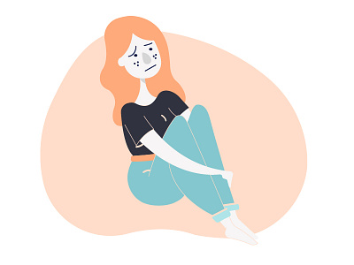Contemplating character color design girl illustration illustrator thinking vector worried
