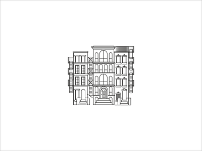 Row houses illustration nyc rowhouses