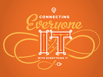 Connecting Everyone IT script swash typography