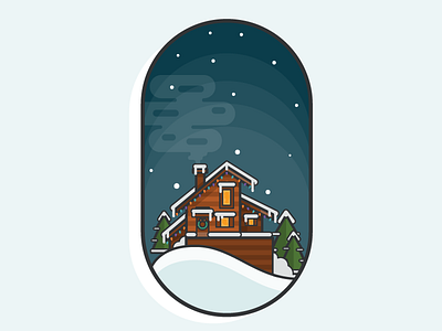 Around the Corner cabin christmas holidays home house illustration snow winter winter is here