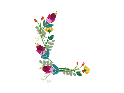 Flowers arranged as an L dropcap flowers hand drawn hand lettering l lettering letters procreate typography