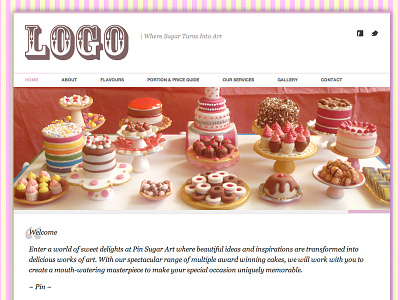 PinSugarArt Website shot 1 cakes cute homepage landing page pink sweet web design webdesign website wordpress