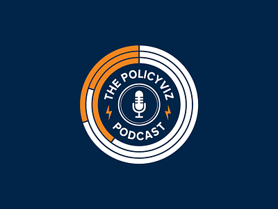 The Policyviz Podcast Logo bar chart branding data visualization logo logo design microphone navy blue podcast
