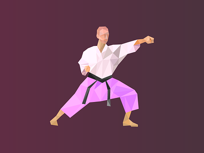 Karate Man blackbelt illustrator karate martial arts purple triangles triangulation vector