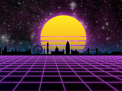 Virtual London - First attempt at Vaporwave / Synthwave Art