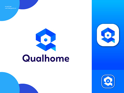 qualhome logo (Q letter ) building claver color concept gradient home house icon logos property q letter logo q logo qualhome real state logo rent simple