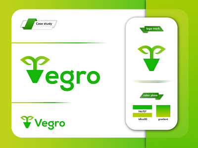 vegro abcdefghijklmno agro branding color gradient graphic design leaf logo designer mark md. sohel plant pqrstvwxyz v vegro