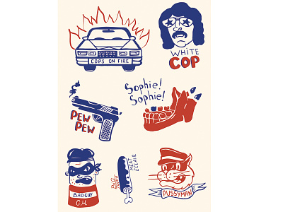 "Cops on Fire" acab cops fire illustration pewpew semak sickers
