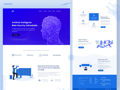Security Artificial intelligence | Free Download ai artificial intelligence block chain blue and white clean landing page security typography ux ux design web
