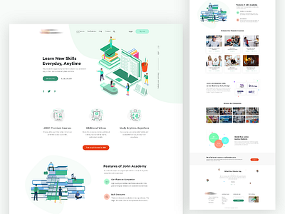 Online learning web page cart currency custom education gid green landing page learn learning app typography ux design web web design