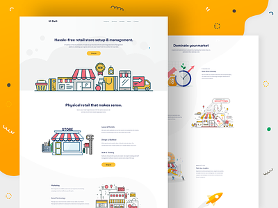 Retail Store Management Landing Page customer customer experience drones isometric design management management app management system management tool memphis product design retail design retail store social media software store story ui ux web webdesign