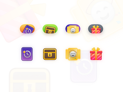 Game Tools icon box card gift icon stickers time