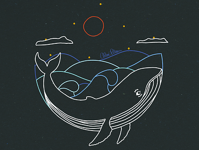 Lineart : Blue Whale 🐋 animal art baleine blue chloé chloé piteau clean dessin draw drawing illustration line lineart minimalism ocean piteau procreate simple wave whale