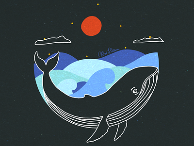 Illustration : Blue whale 🐋 animal art baleine blue chloé chloé piteau clean design dessin draw drawing illustration logo minimalism ocean piteau procreate simple wave whale