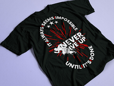 NEVER GIVE UP Typography T-shirt